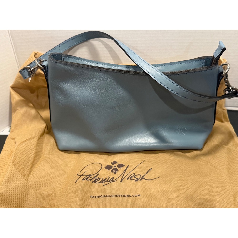 Patricia Nash Light Blue Leather Crossbody Bag Zip Top Shoulder Bag - Picture 13 of 16